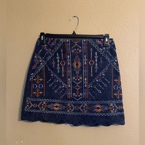 Blue Rain corduroy embroidered skirt